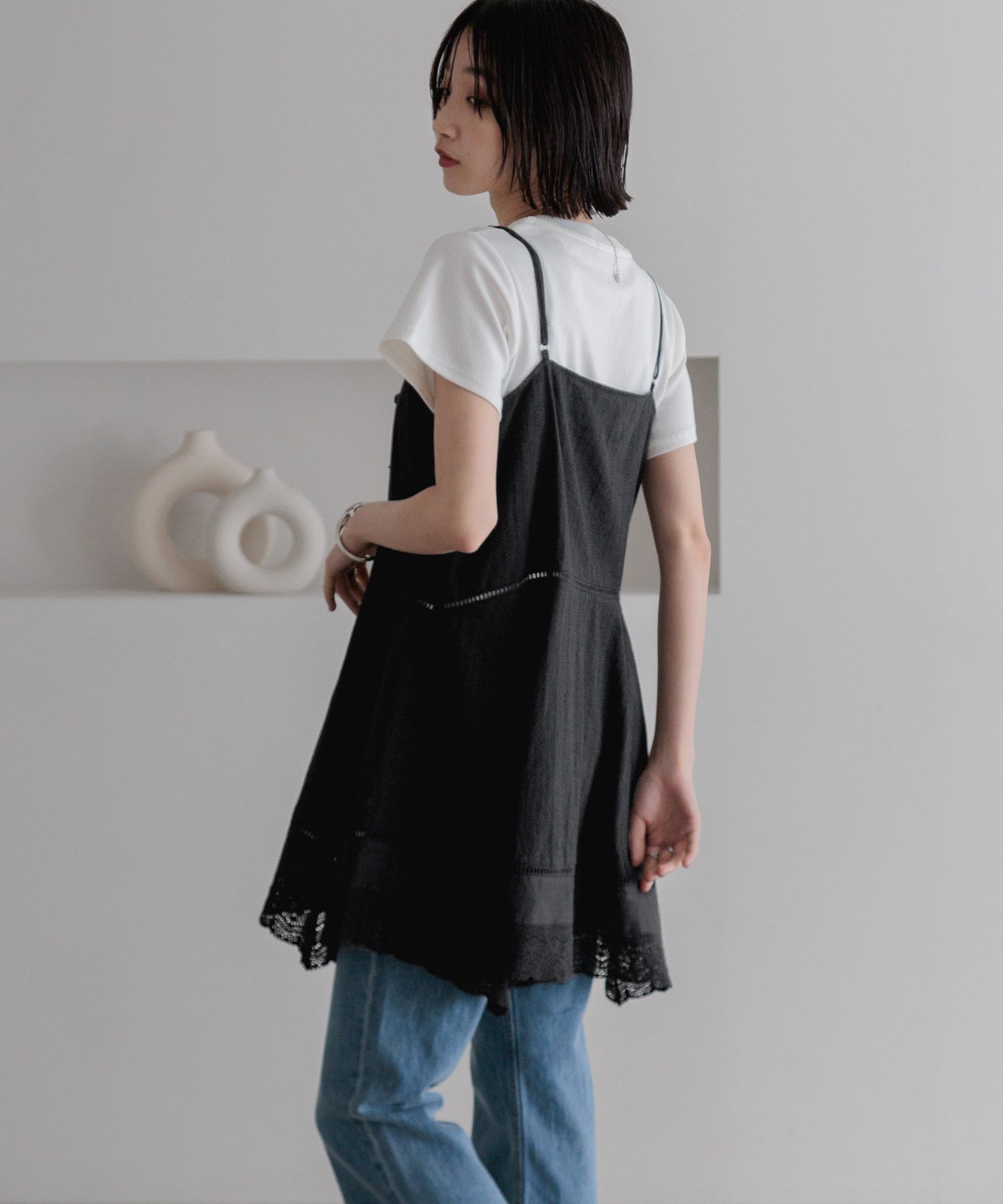 LOWRYS FARM「2WAYコットンレースミニワンピース」|ワンピース|