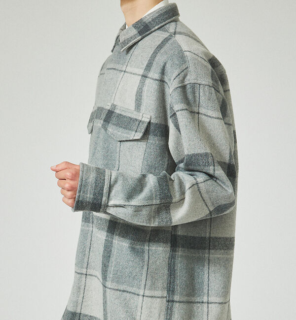 ABAHOUSE「【シャギー素材】ネルチェック オーバーサイズ CPOシャツ /シャツブルゾン」|ブルゾン・スタジャン|