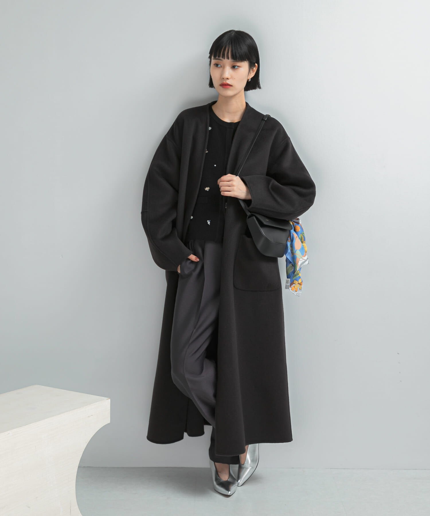 URBAN RESEARCH ROSSO「カラーレスリバーロングコート」|ノーカラーコート|