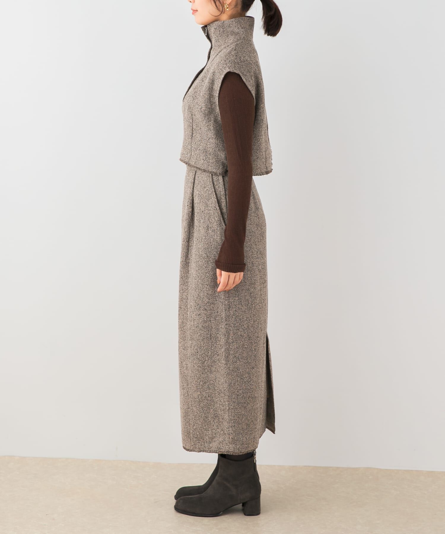 URBAN RESEARCH ROSSO「F by ROSSO　ツイードハーフZIPプルオーバー+スカート」|その他|