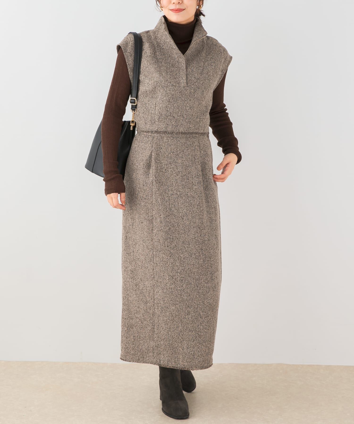 URBAN RESEARCH ROSSO「F by ROSSO　ツイードハーフZIPプルオーバー+スカート」|その他|