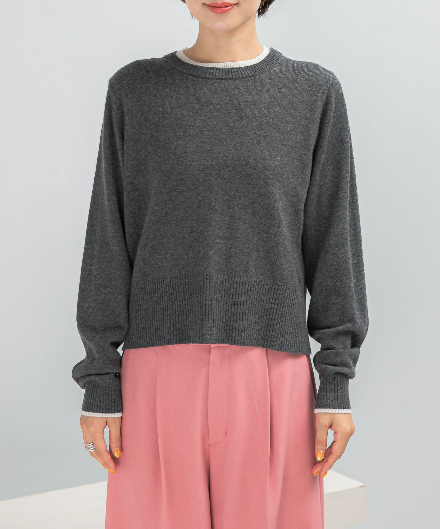 URBAN RESEARCH ROSSO「カシミヤ混バイカラーコンパクトニット」|ニット・セーター|