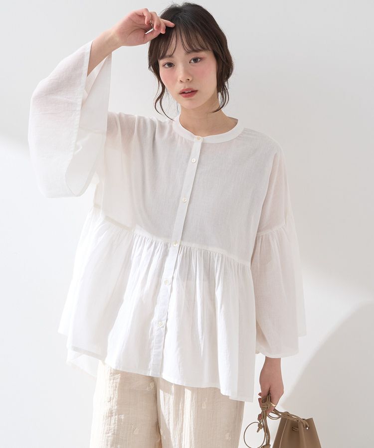 earth music&ecology「コットンボイルギャザーシャツ」|シャツ・ブラウス|Off White