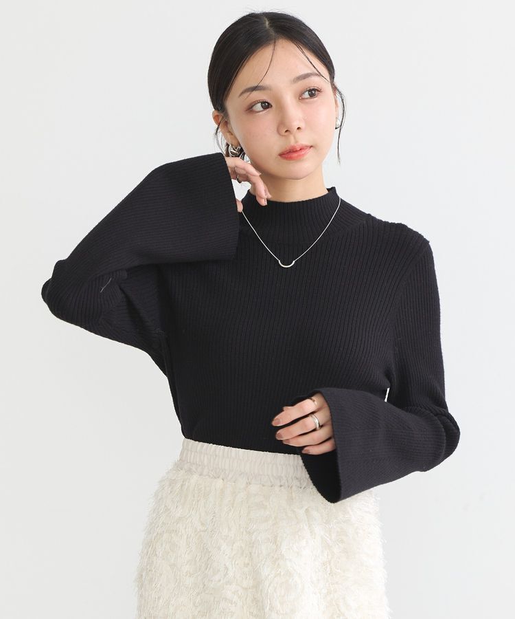 earth music&ecology「フレアスリーブプルオーバー」|ニット・セーター|Black