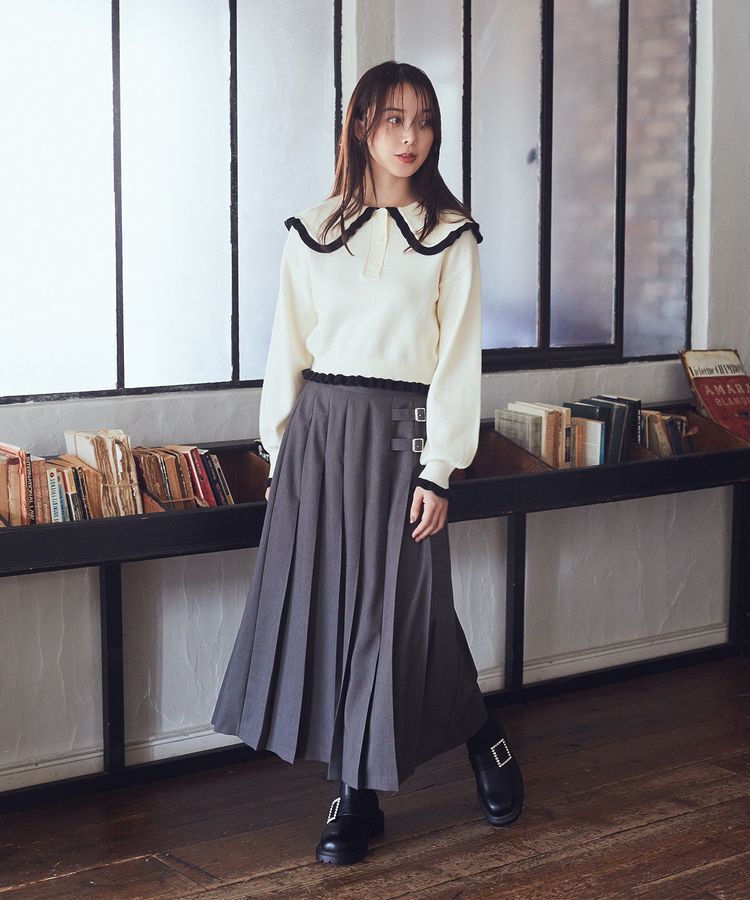 earth music&ecology「サイドバックルプリーツスカート」|スカート|