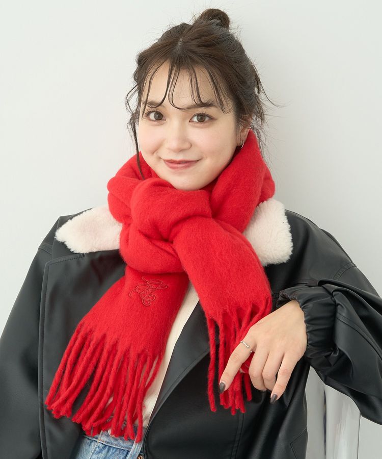 earth music&ecology「ワンポイントロゴ刺繍マフラー」|マフラー|