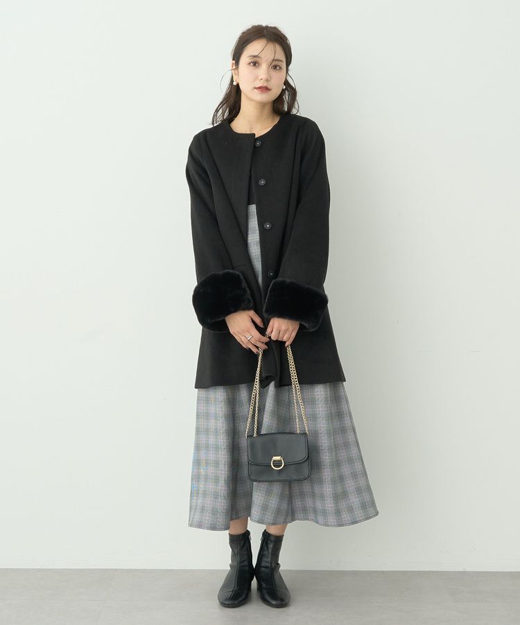 earth music&ecology「リブカットソードッキングワンピース」|ワンピース|