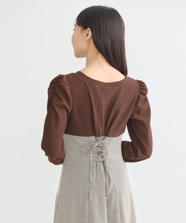 earth music&ecology「リブカットソードッキングワンピース」|ワンピース|