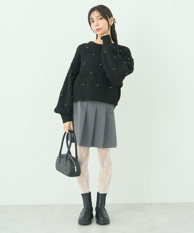 earth music&ecology「パール&ケーブルニットプルオーバー」|ニット・セーター|