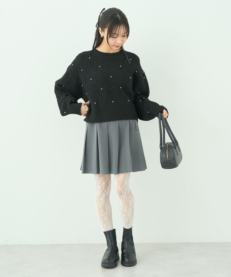 earth music&ecology「パール&ケーブルニットプルオーバー」|ニット・セーター|