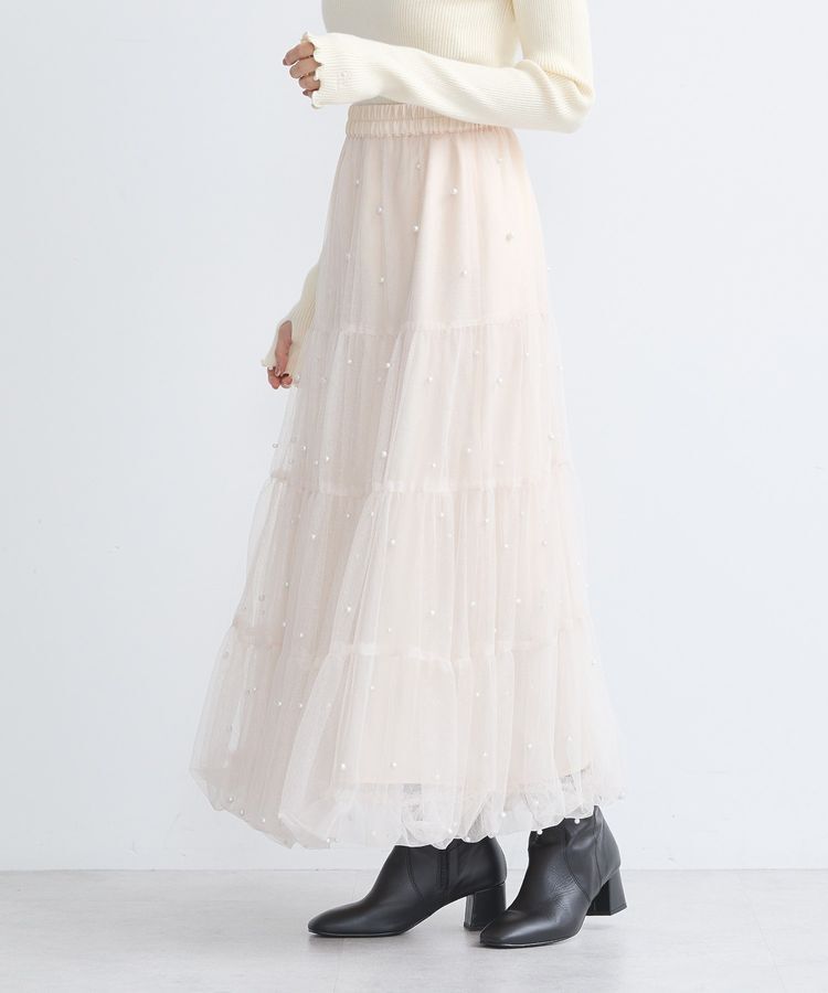 earth music&ecology「チュールパールスカート」|フレア|