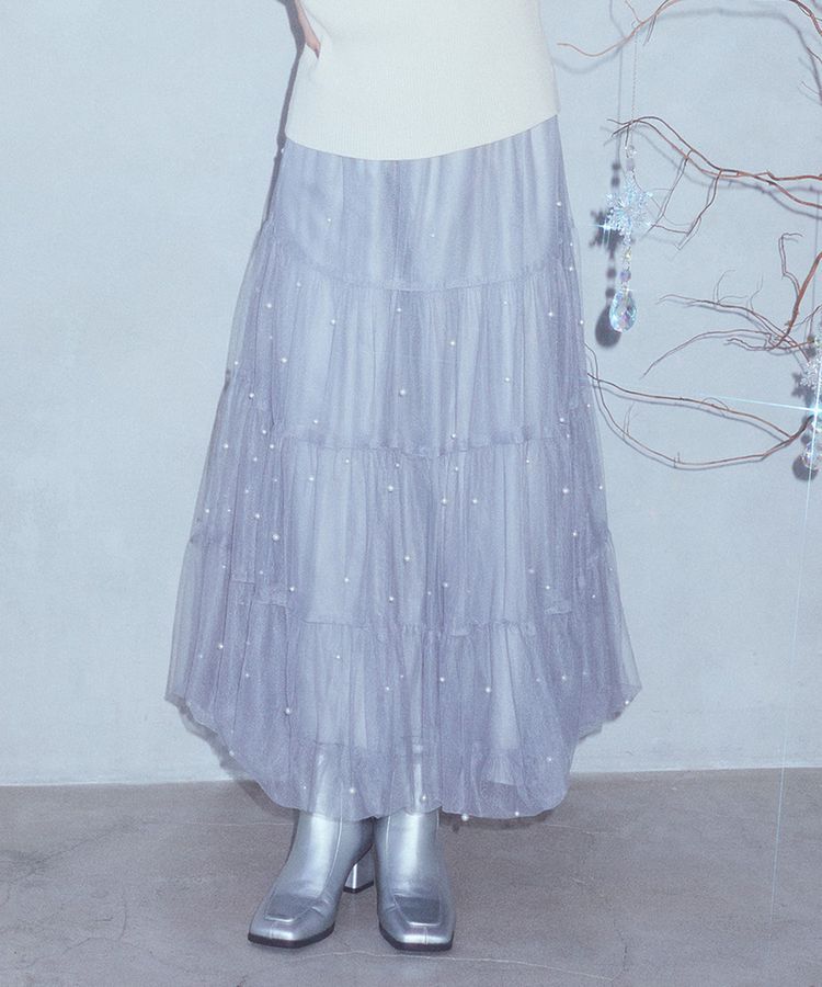 earth music&ecology「チュールパールスカート」|フレア|