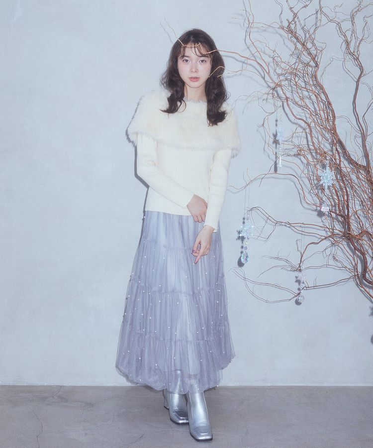 earth music&ecology「チュールパールスカート」|フレア|