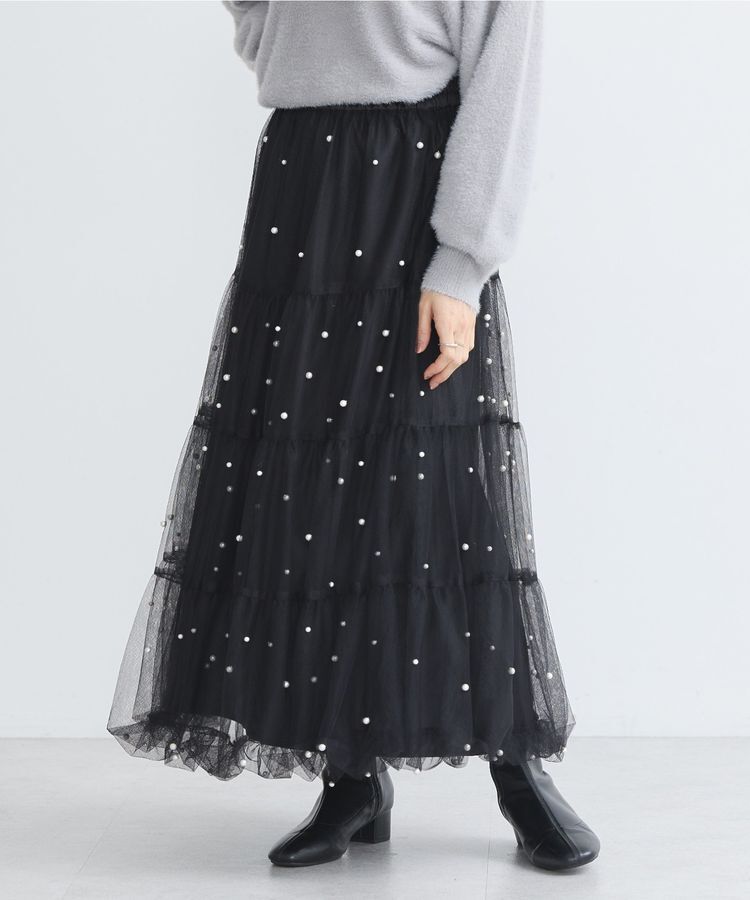 earth music&ecology「チュールパールスカート」|フレア|