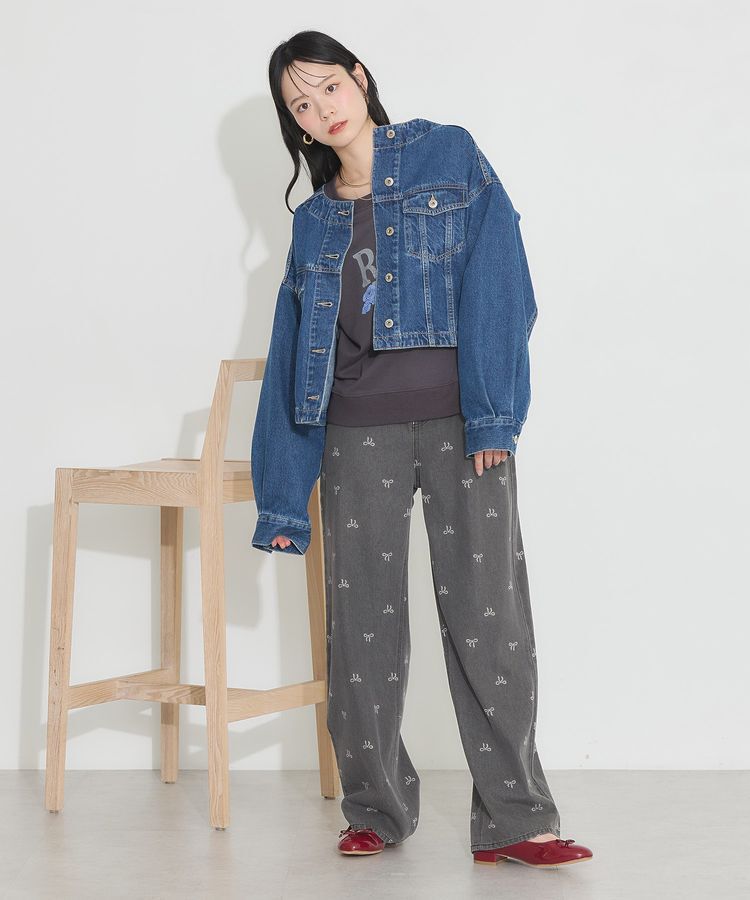 earth music&ecology「ノーカラーデニムジャケット」|テーラードジャケット|