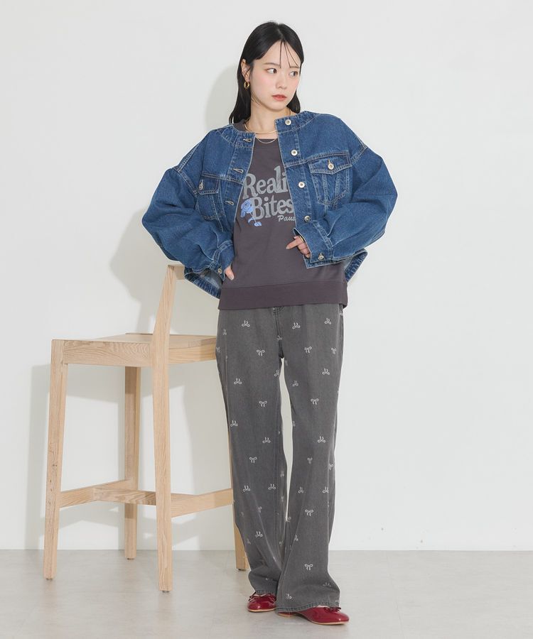 earth music&ecology「ノーカラーデニムジャケット」|テーラードジャケット|