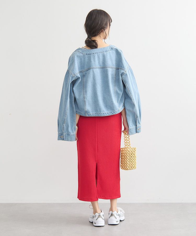 earth music&ecology「ノーカラーデニムジャケット」|テーラードジャケット|