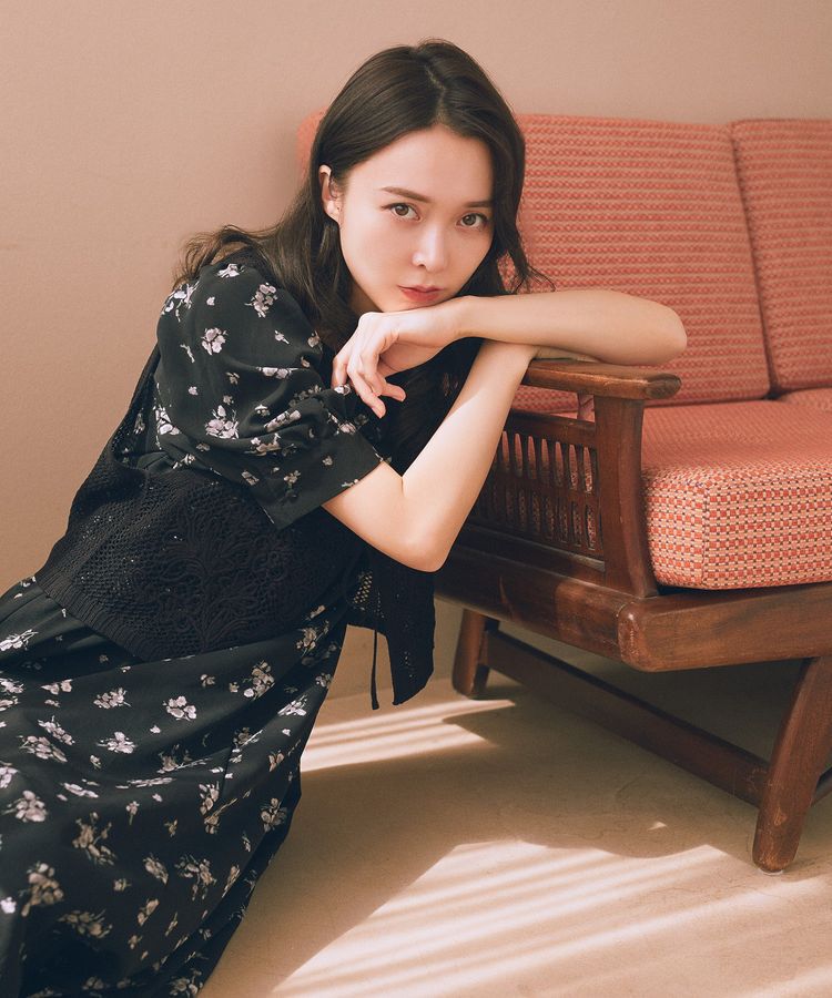 earth music&ecology「レース切替フラワーロングワンピース」|ワンピース|