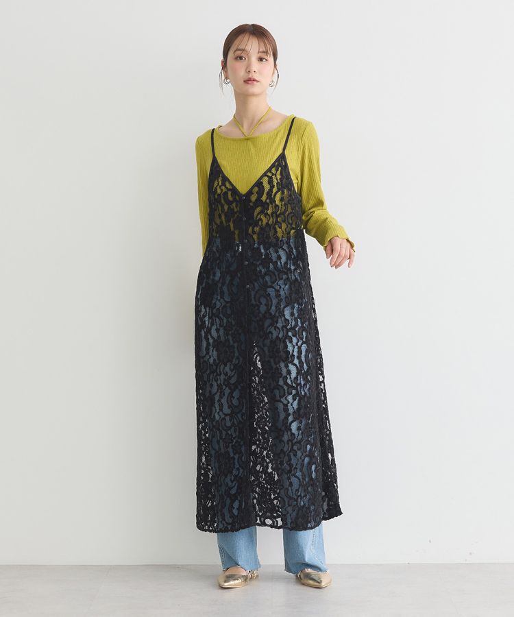 earth music&ecology「起毛レースレイヤードキャミワンピース」|ワンピース|