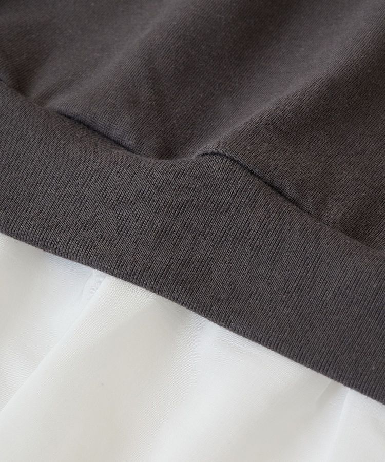 Green Parks「裾フリルドッキング5分袖プルオーバー」|Tシャツ・カットソー|