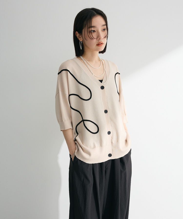 armonia「刺繍コードVネックフレンチカーディガン」|カーディガン|