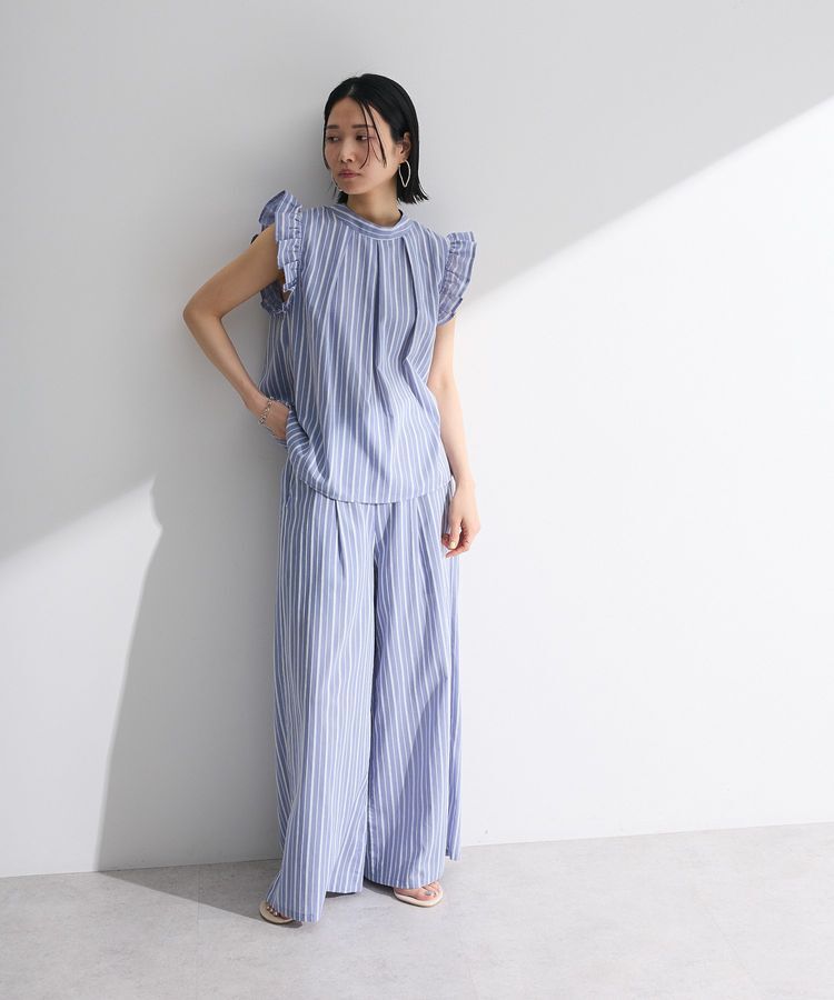 Green Parks「・ELENCARE DUE ストライプフリルブラウス」|シャツ・ブラウス|