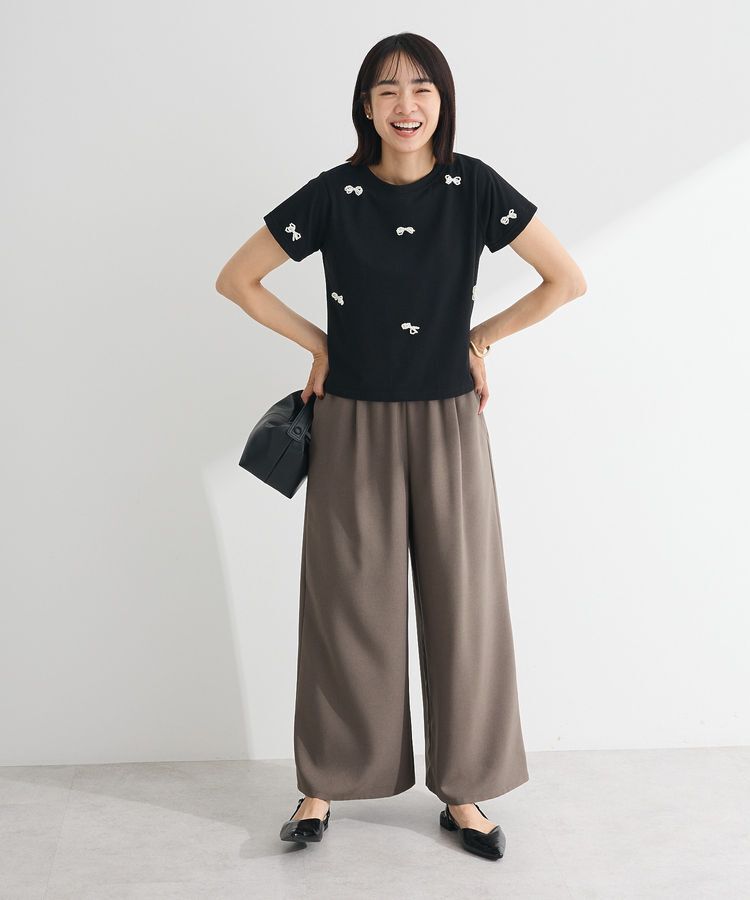 Green Parks「・swing by パールリボンモチーフTEE」|Tシャツ・カットソー|