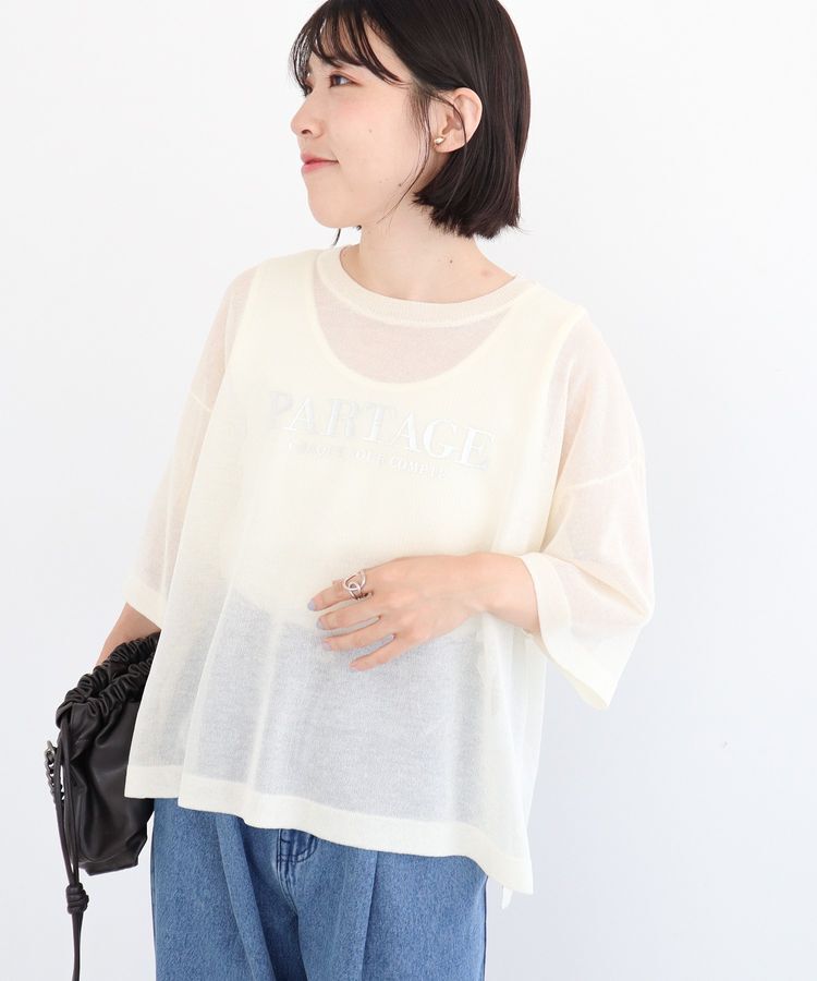 Green Parks「アソートロゴ半袖シアーニットプルオーバー」|ニット・セーター|