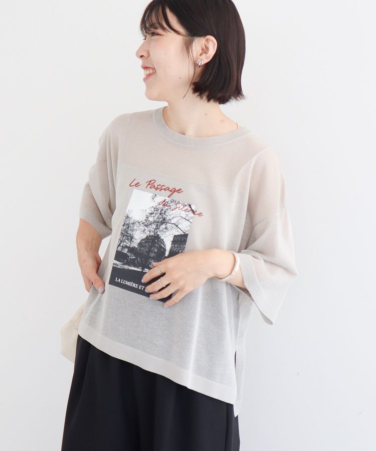 Green Parks「アソートロゴ半袖シアーニットプルオーバー」|ニット・セーター|