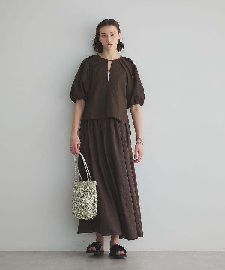 GARAGE OF GOOD CLOTHING「リネンギャザーボリュームスカート」|フレア|