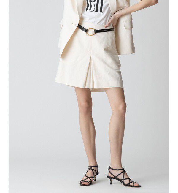 allureville「【セットアップ対応可能】リネンコンシャークスキンショートパンツ」|その他|オフホワイト