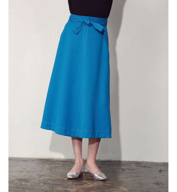 allureville「リノツイルステッチフレアースカート」|フレア|ブルー