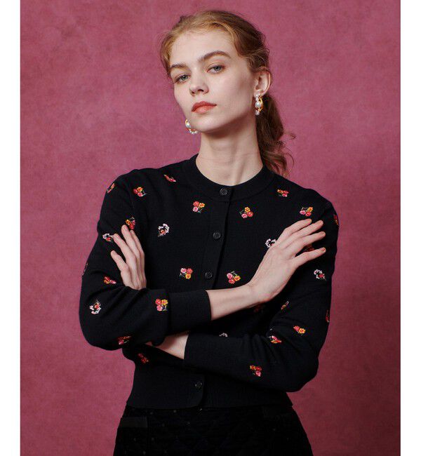 LOULOU WILLOUGHBY「【LOULOU WILLOUGHBY】フラワーシシュウカーディガン」|カーディガン|