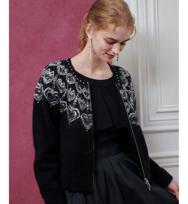 LOULOU WILLOUGHBY「【LOULOU WILLOUGHBY】ハートJQニットブルゾン」|ブルゾン・スタジャン|