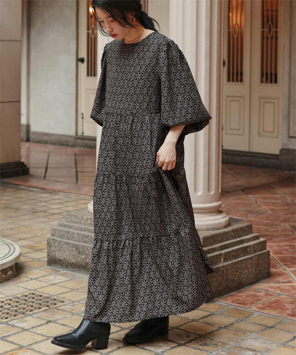 titivate「前後2way花柄ティアードワンピース」|ワンピース|