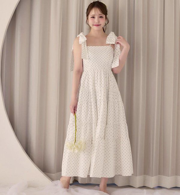  「【肩リボン取り外し可能】カーディガンセット２枚セットワンピ」|ワンピース|