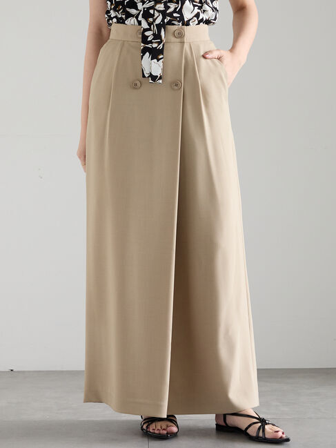 Te chichi「ダブルボタンタックワイドパンツ（セットアップ可）」|その他|ベージュ