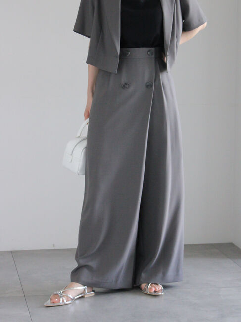 Te chichi「ダブルボタンタックワイドパンツ（セットアップ可）」|その他|グレー