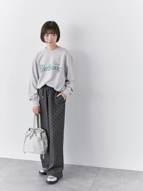 Samansa Mos2 blue「裏毛ロゴスウェット」|Tシャツ・カットソー|