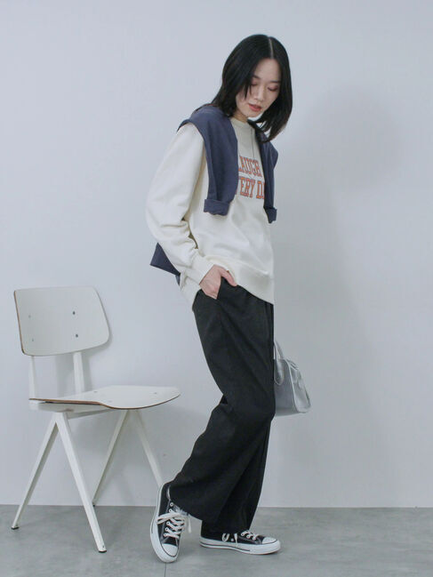 Samansa Mos2 blue「裏毛ロゴスウェット」|Tシャツ・カットソー|