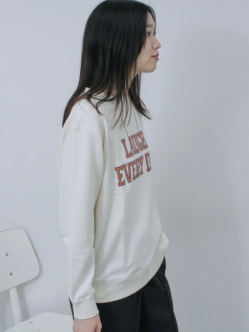 Samansa Mos2 blue「裏毛ロゴスウェット」|Tシャツ・カットソー|