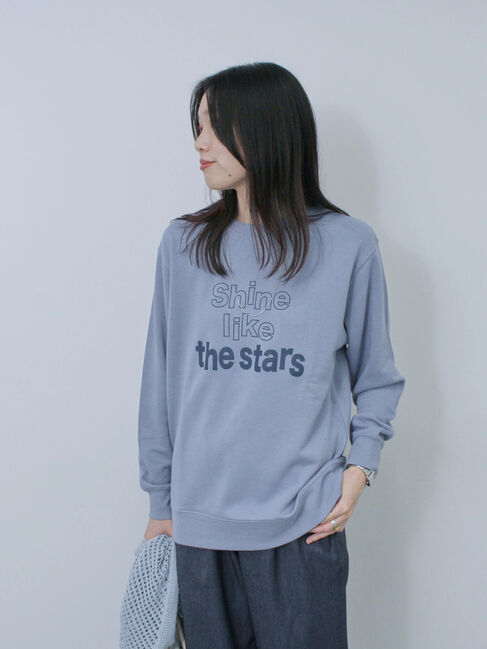 Samansa Mos2 blue「裏毛ロゴスウェット」|Tシャツ・カットソー|