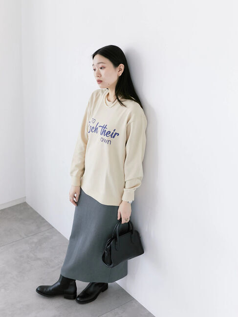 Samansa Mos2 blue「裏毛ロゴスウェット」|Tシャツ・カットソー|