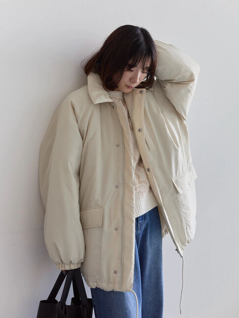 Samansa Mos2 blue「襟付中綿ブルゾン」|ブルゾン・スタジャン|