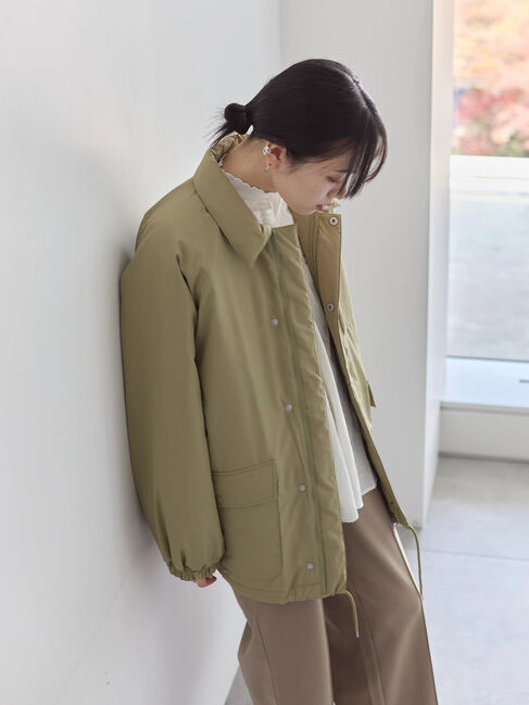 Samansa Mos2 blue「襟付中綿ブルゾン」|ブルゾン・スタジャン|