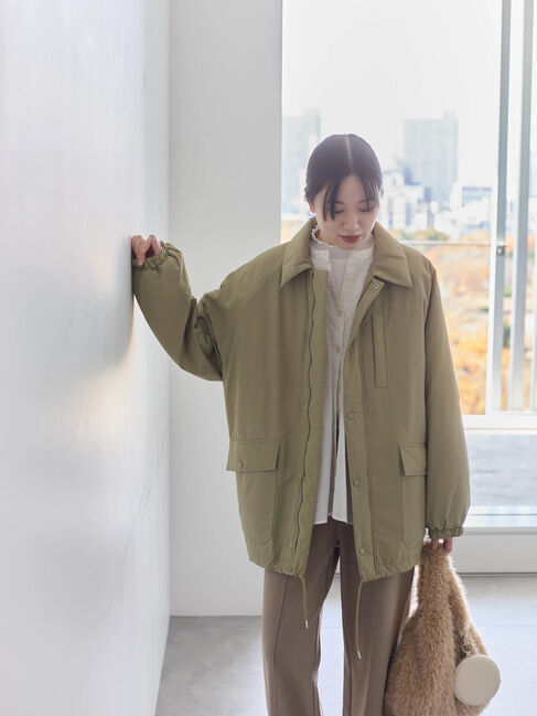 Samansa Mos2 blue「襟付中綿ブルゾン」|ブルゾン・スタジャン|