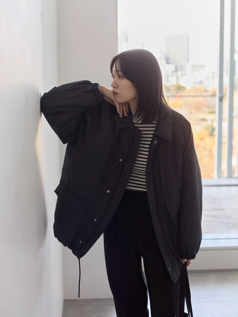 Samansa Mos2 blue「襟付中綿ブルゾン」|ブルゾン・スタジャン|