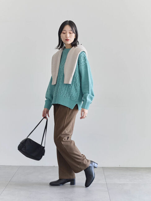 Samansa Mos2 blue「ラメモールケーブルニットプルオーバー」|ニット・セーター|