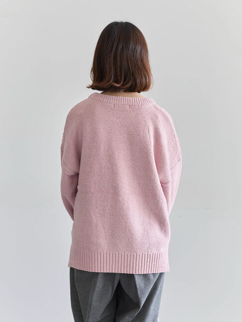 Samansa Mos2 blue「ラメモールケーブルニットプルオーバー」|ニット・セーター|