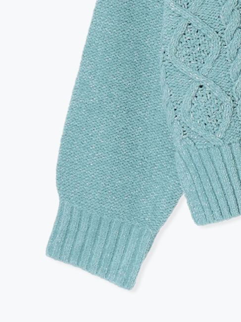 Samansa Mos2 blue「ラメモールケーブルニットプルオーバー」|ニット・セーター|